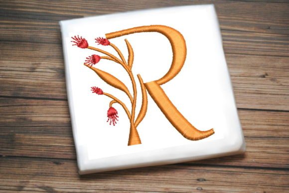 Floral Monogram Letter R for Seasonal Embroidery Projects
