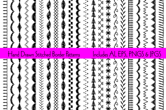 Hand Drawn Black Embroidery Stitches Border Review