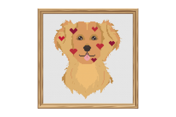 Happy Golden Retriever with Hearts Cross Stitch Pattern Review