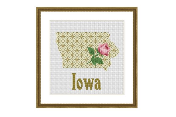 Iowa Map Silhouette Cross Stitch Pattern